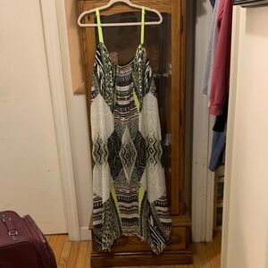 New DirectionPatterned Maxi Dress with Neon Accents